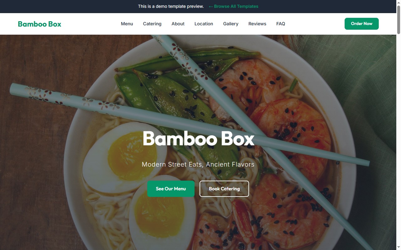 Bamboo Box — Asian fusion food truck website template