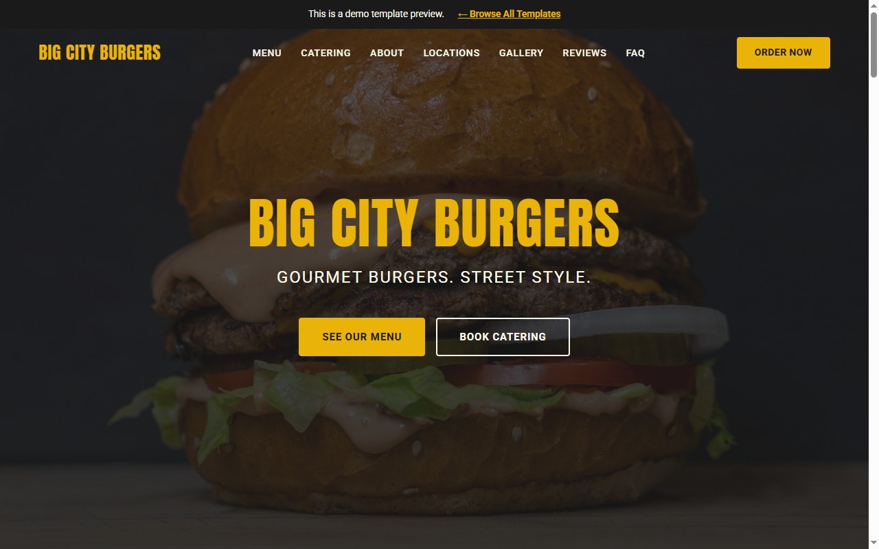 Big City Burgers — burger food truck website template