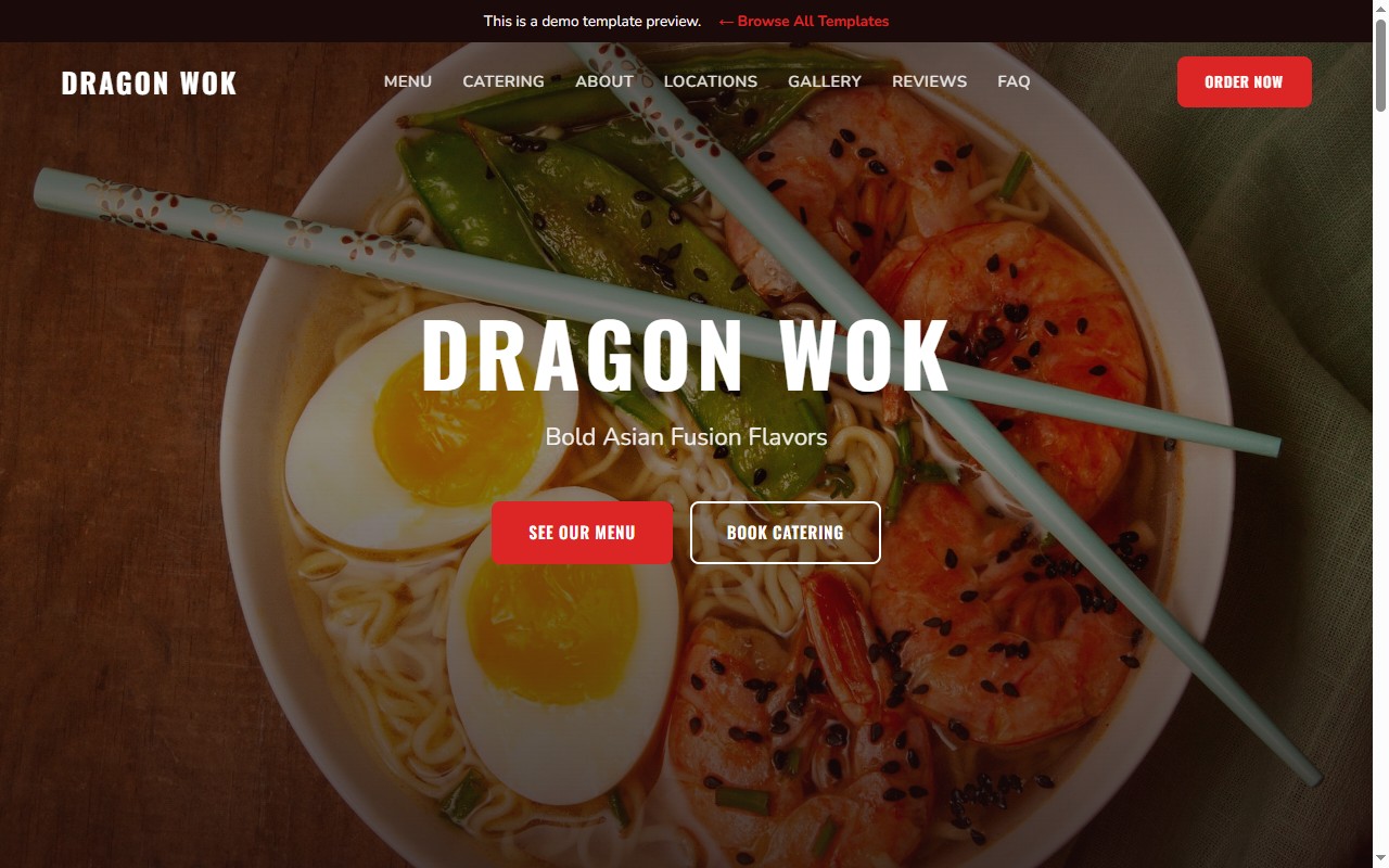 Dragon Wok — Asian fusion food truck website template