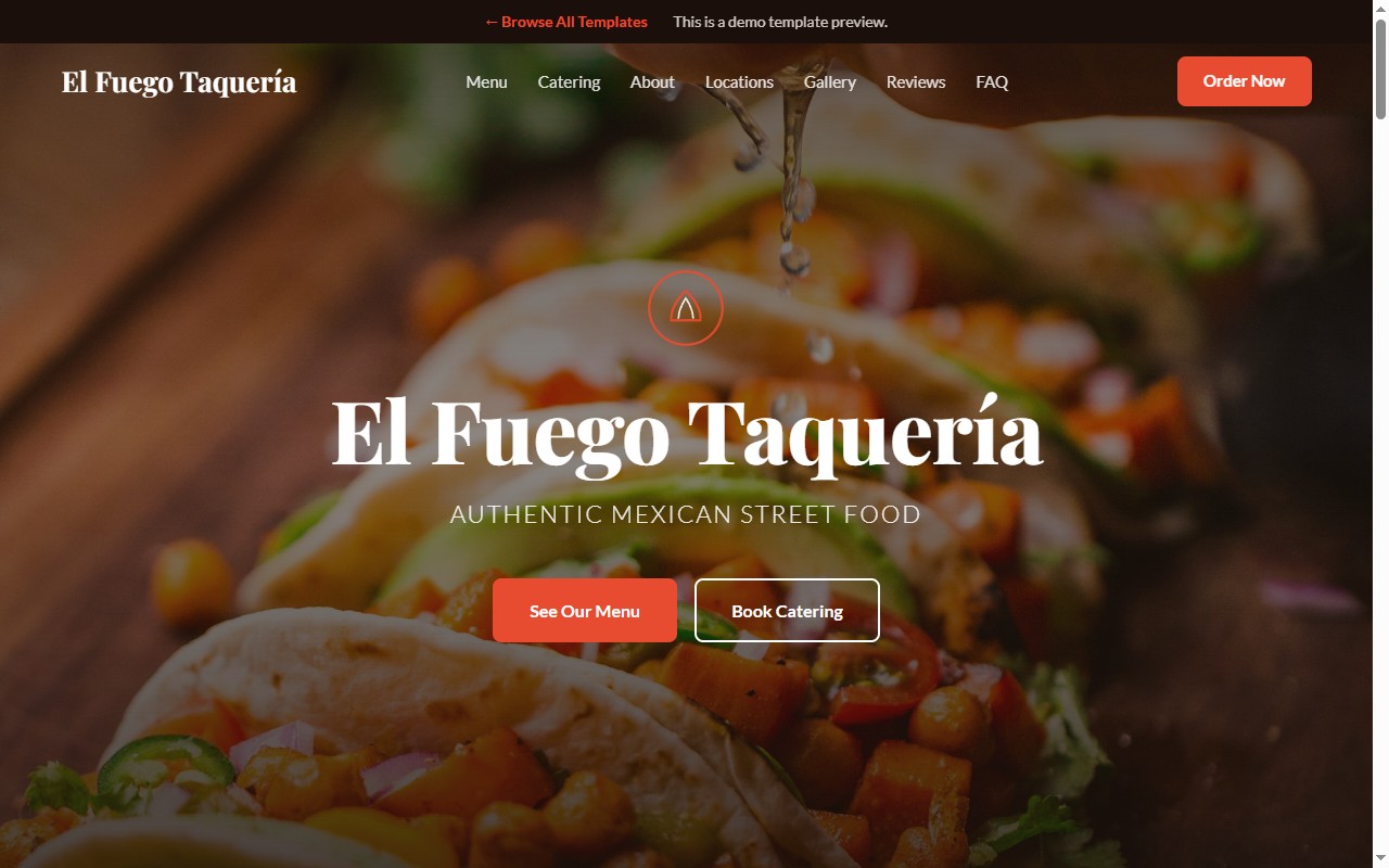 El Fuego Taquería — Mexican food truck website template