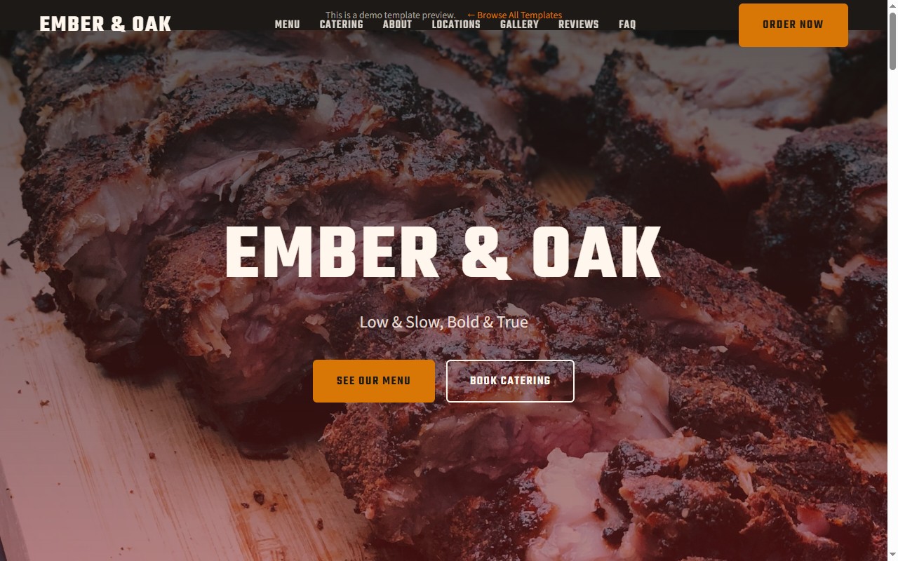 Ember & Oak — BBQ food truck website template