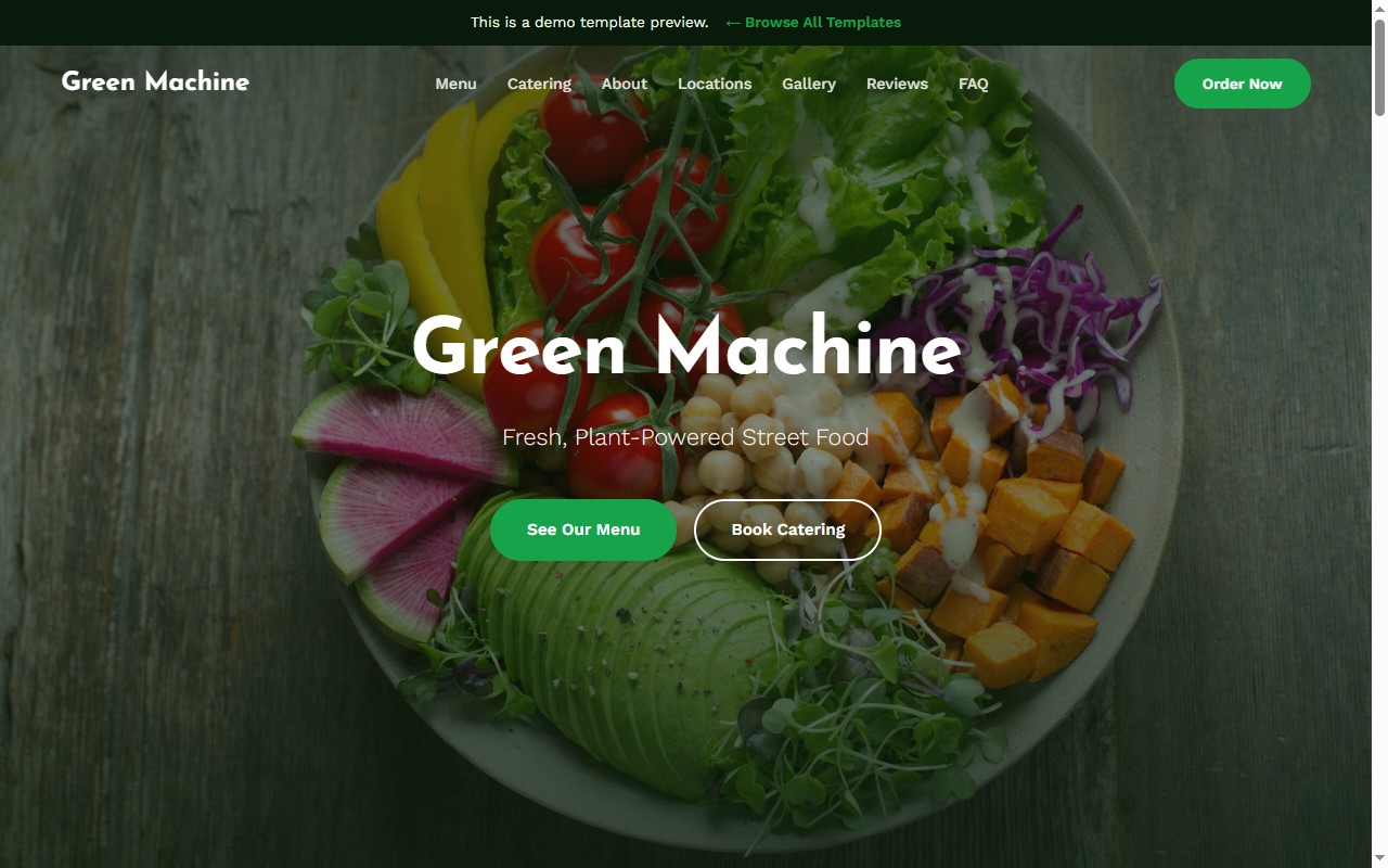 Green Machine — vegan food truck website template