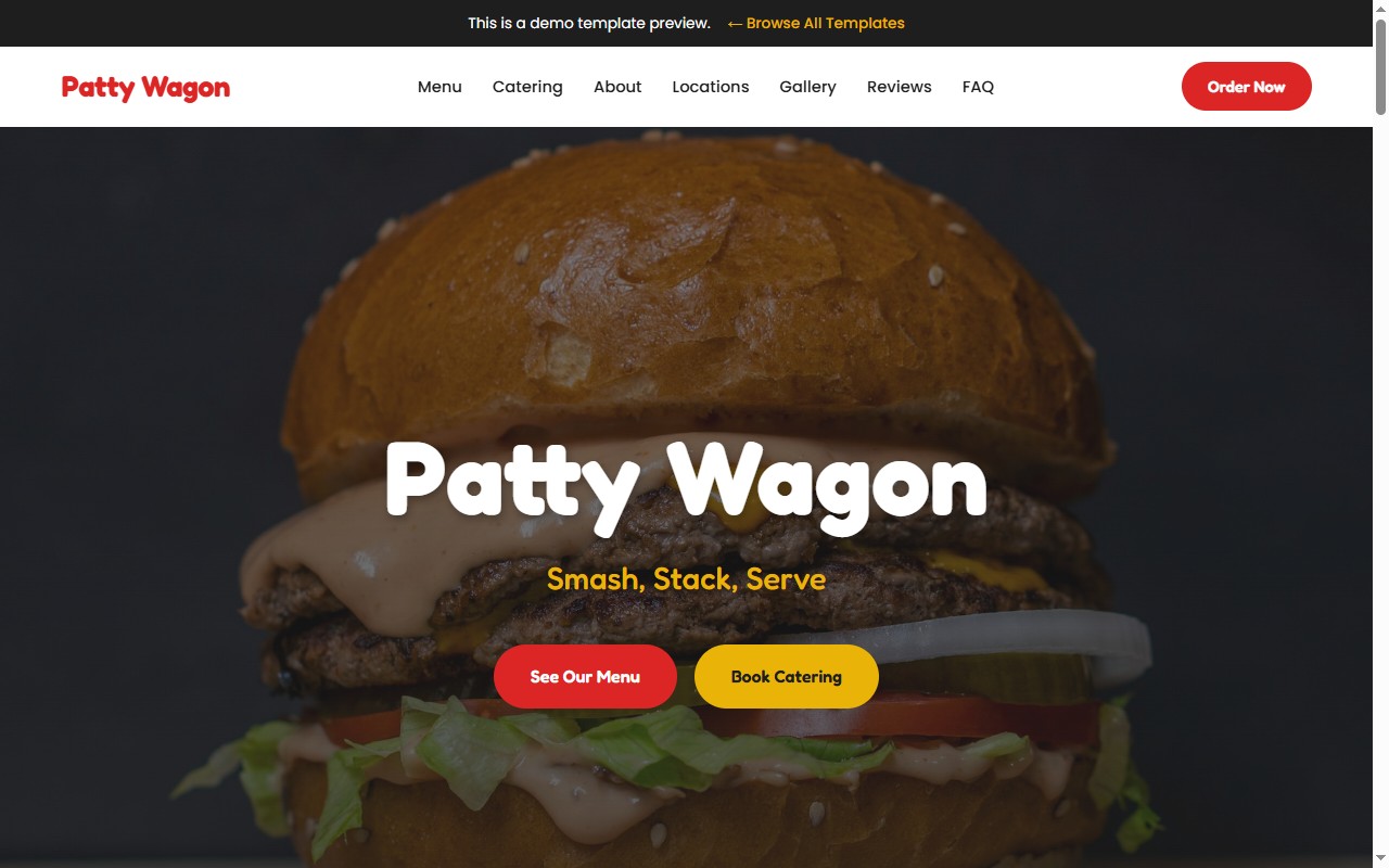 Patty Wagon — burger food truck website template
