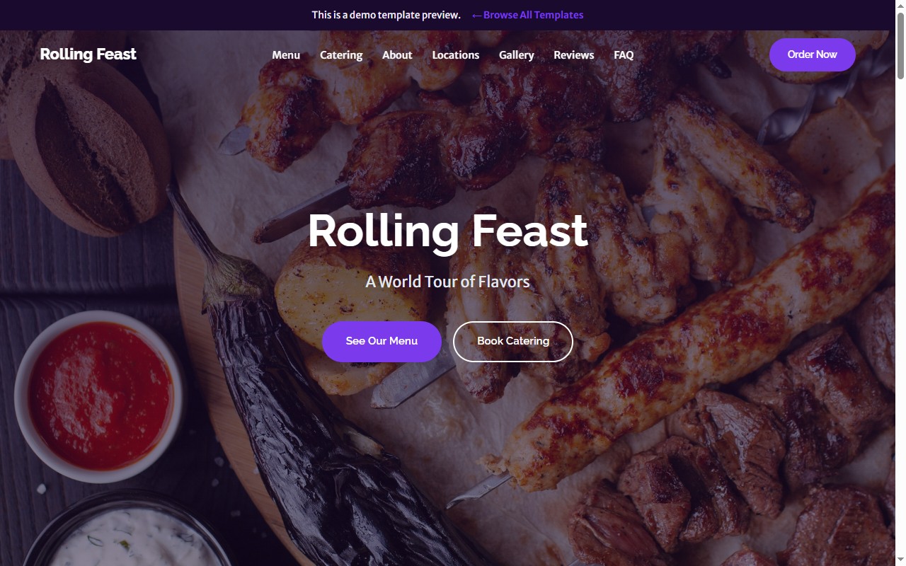 Rolling Feast — multi-cuisine food truck website template