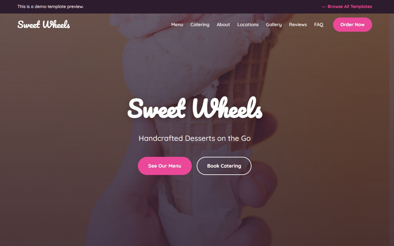 Sweet Wheels — dessert food truck website template